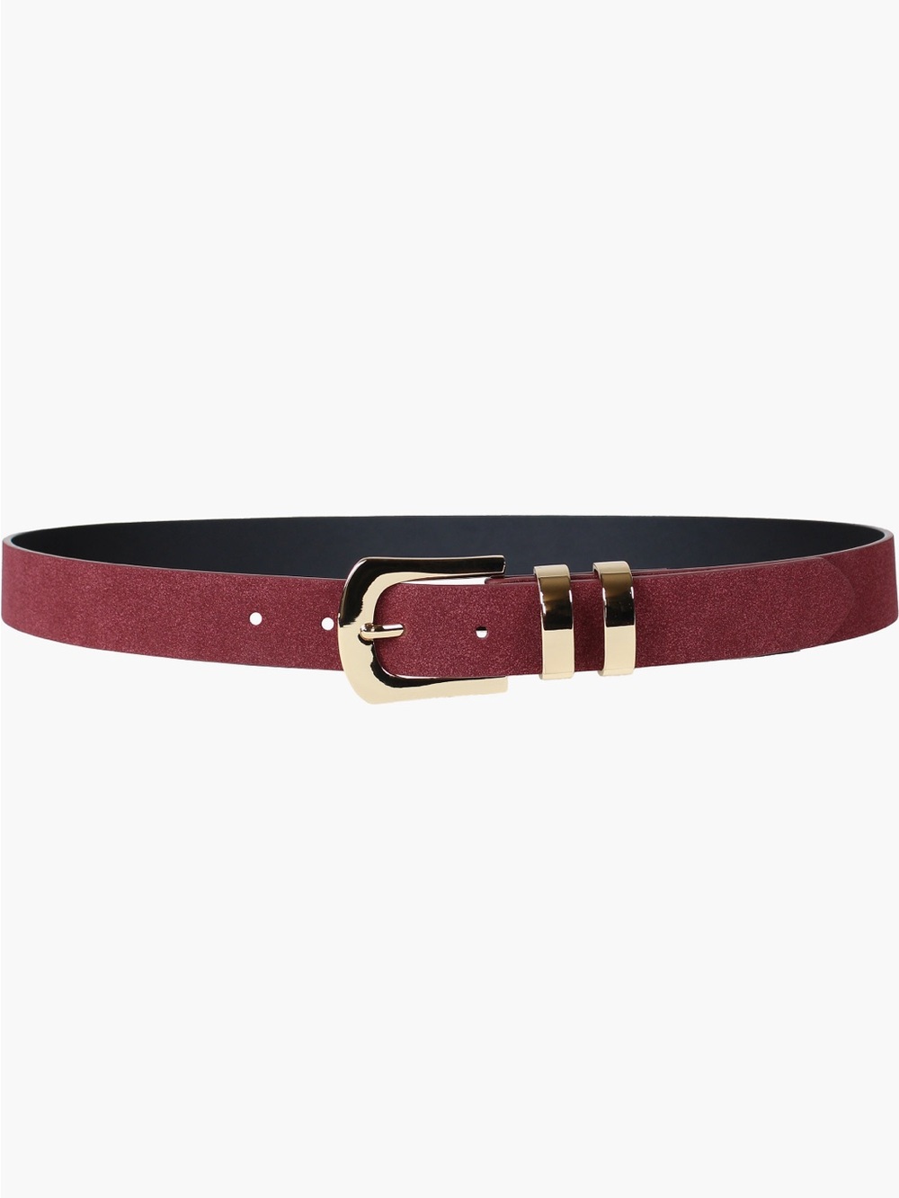 Linea Pelle Burgundy Suede Belt with Gold Buckle